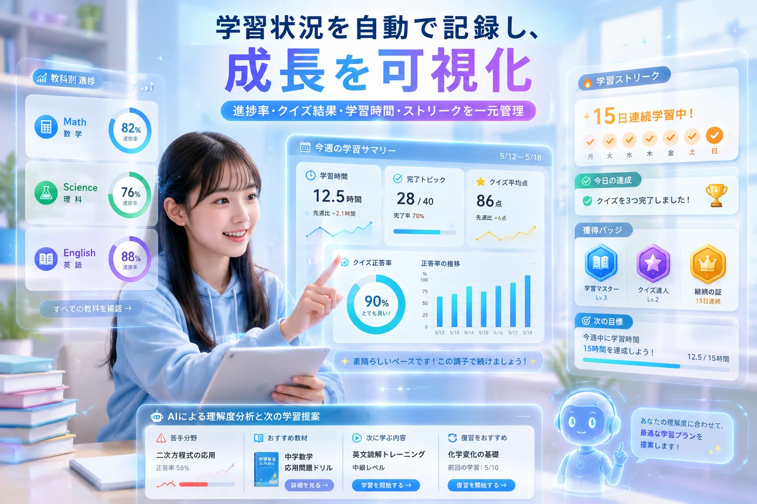 AIチューター搭載 個別学習支援システムの解説ビジュアル 3