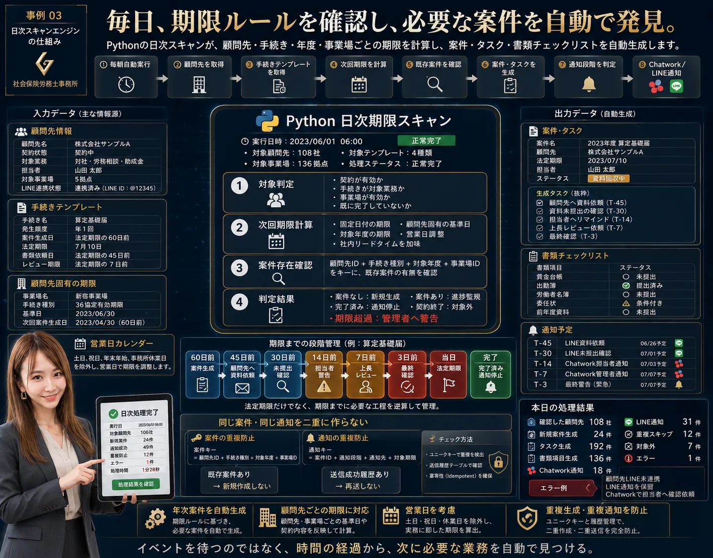 社労士事務所向け 顧問先・法定期限管理システムの解説ビジュアル 2